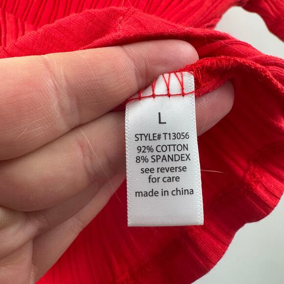 NWOT Active USA red ribbed stretchy V-neck baby top - Picture 4 of 5